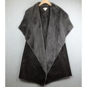 Ariat Faux Fur Lined Vest Womens XL Gray Open Front Cozy Western Classy Long